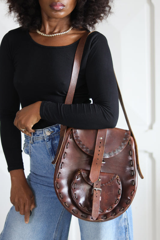 Sac en cuir vintage années 1970