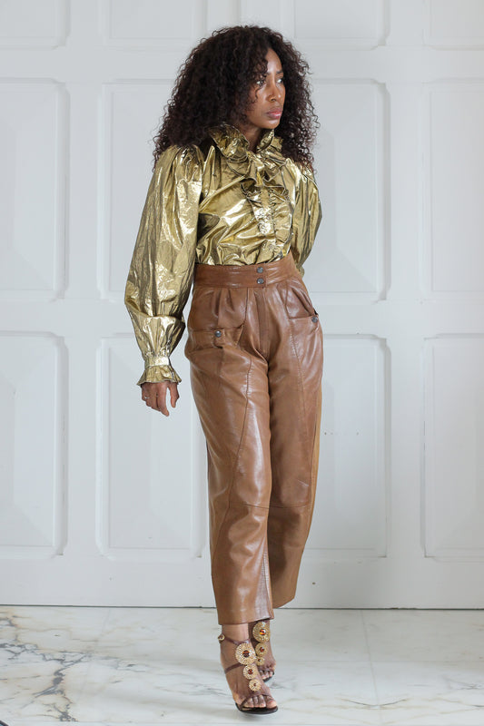 Caselli blouse lamée dorée