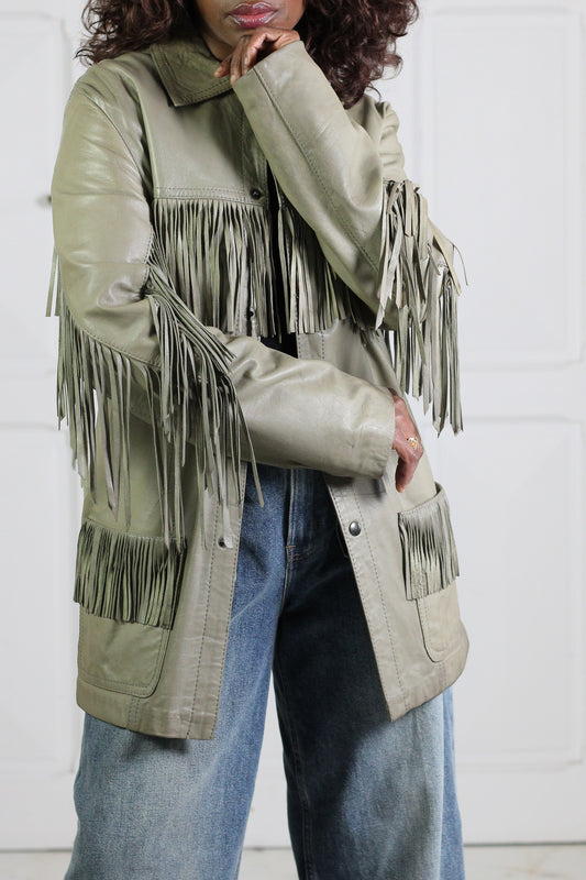 New Man Veste à franges en cuir