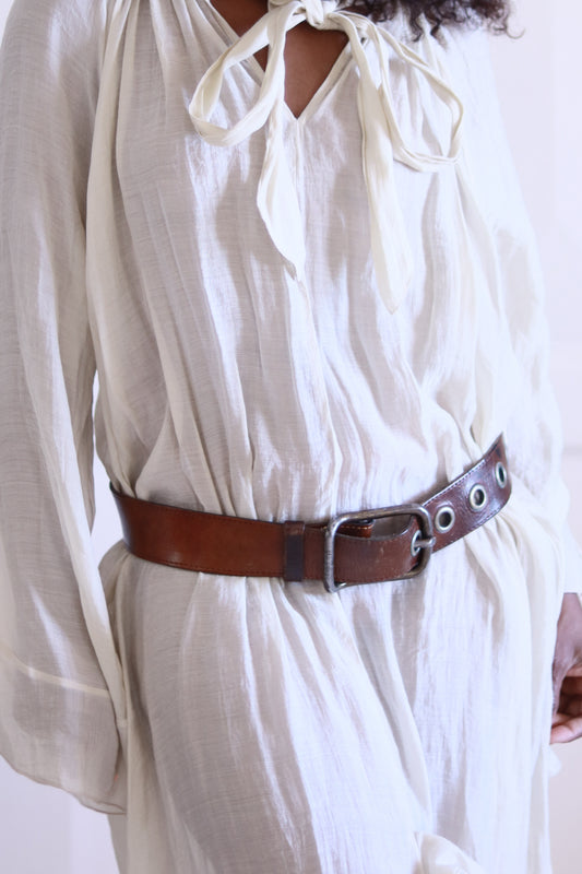 Ceinture cuir marron artisanale