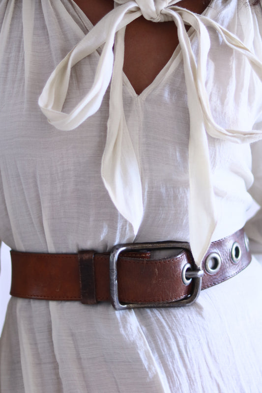 Ceinture cuir marron artisanale