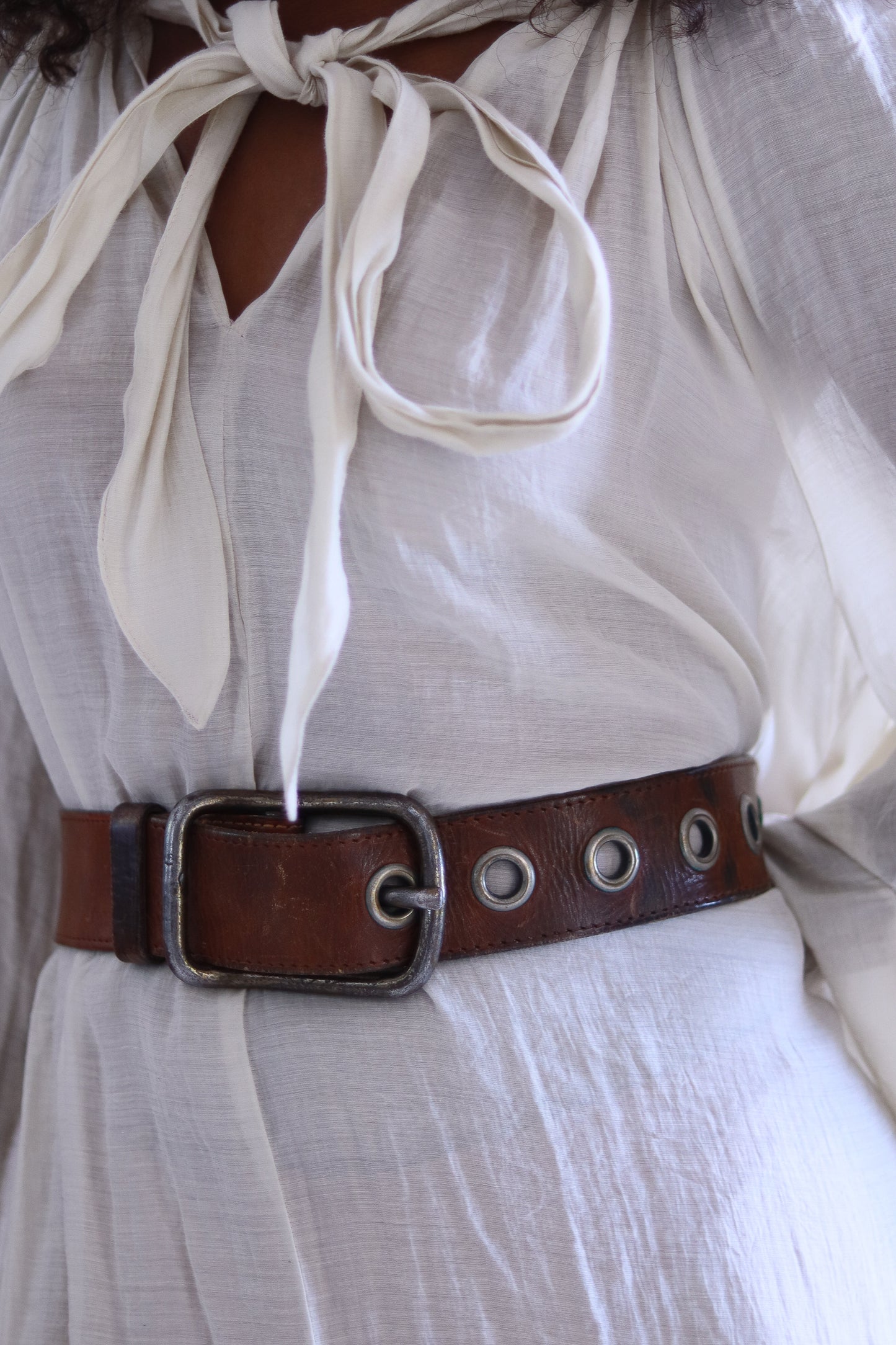 Ceinture cuir marron artisanale