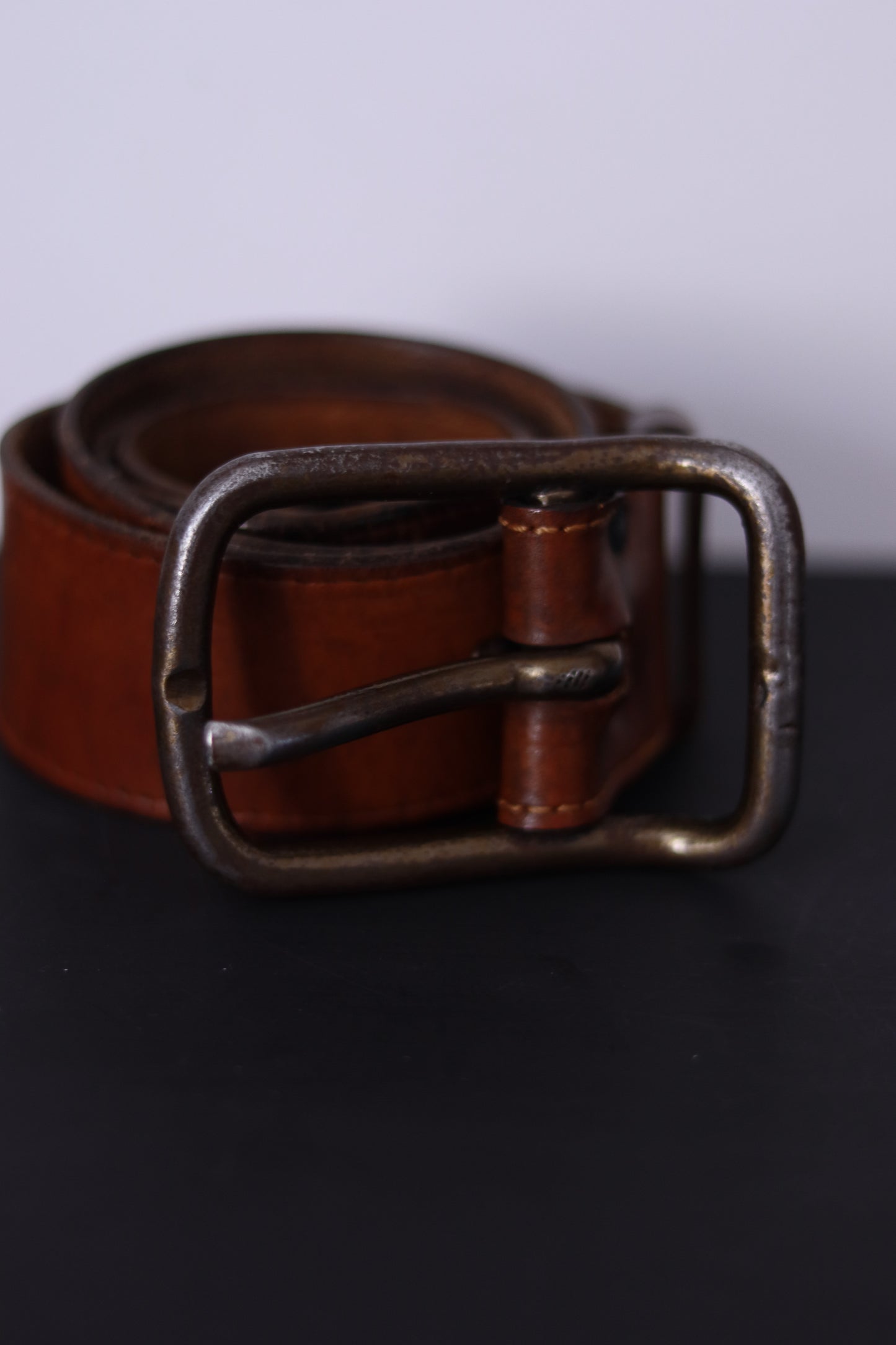 Ceinture cuir marron artisanale