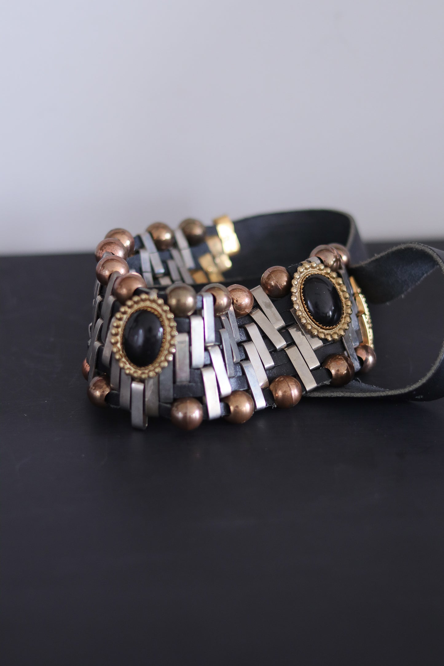 Ceinture cuir et métal