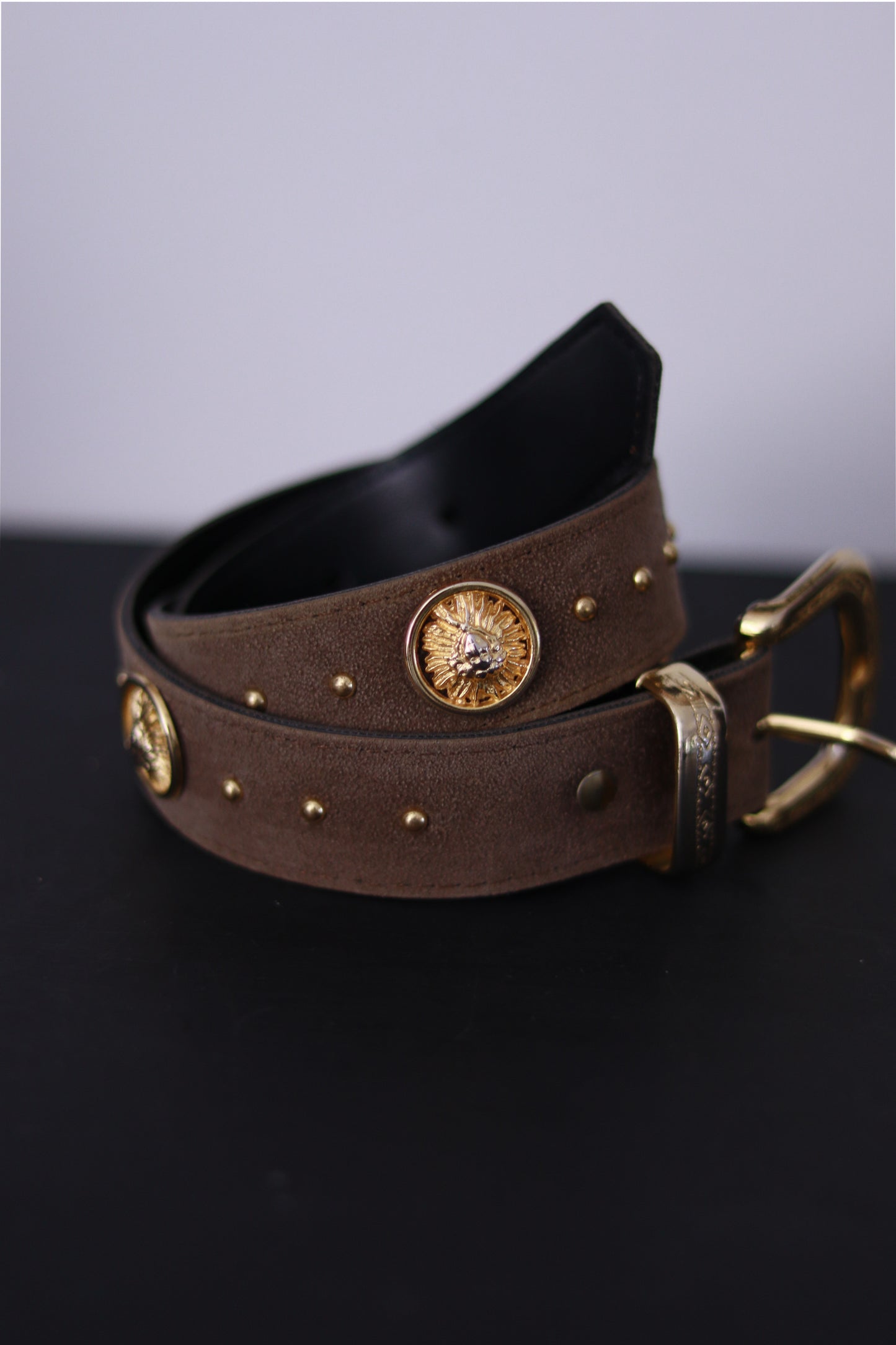 Ceinture en cuir taupe