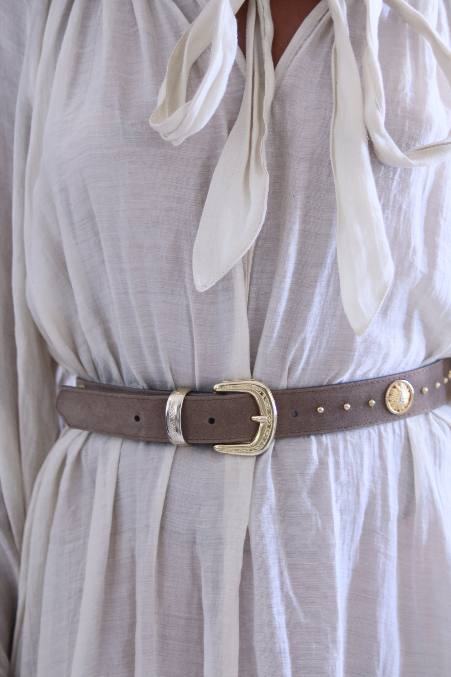 Ceinture en cuir taupe