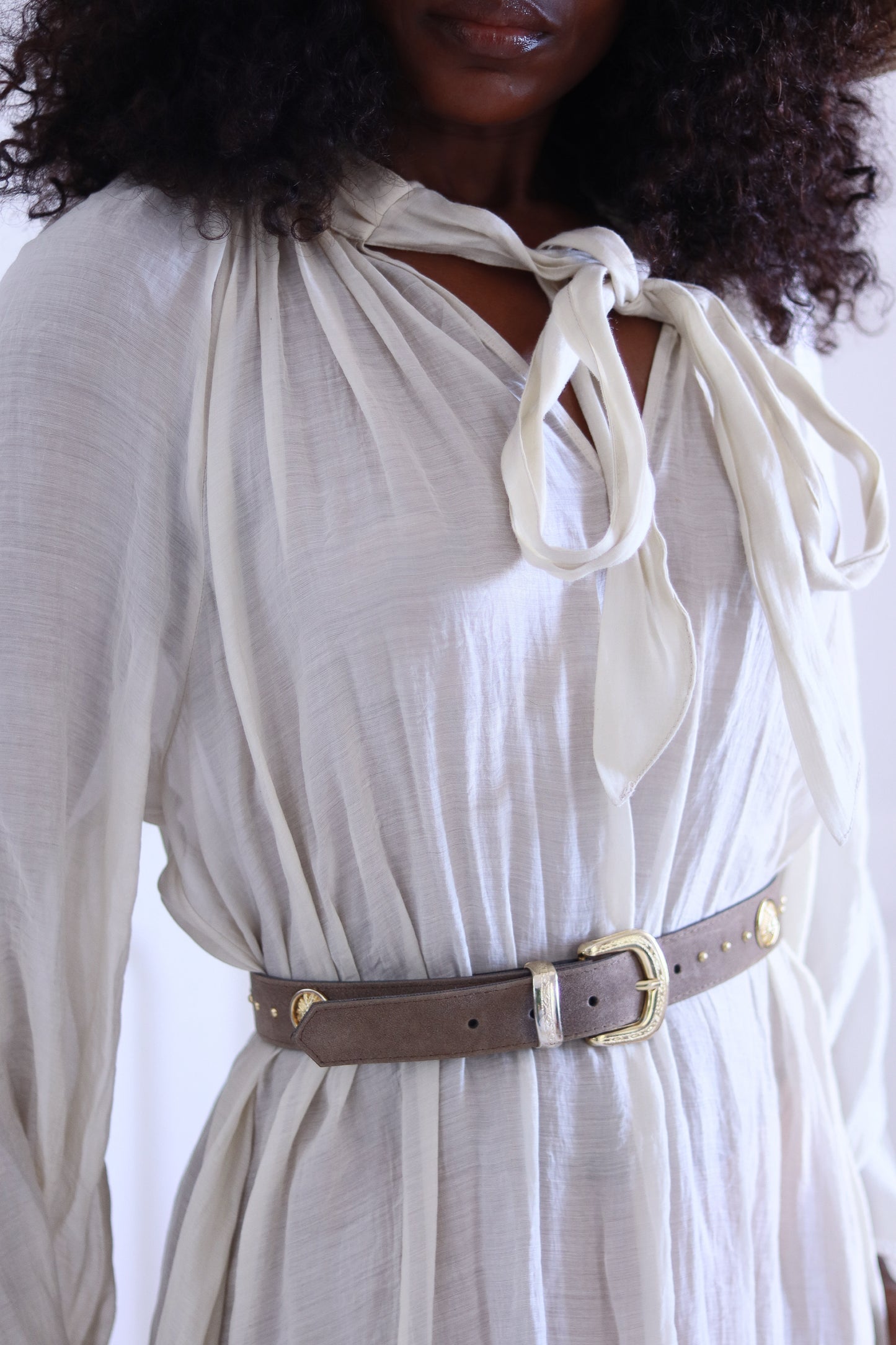Ceinture en cuir taupe