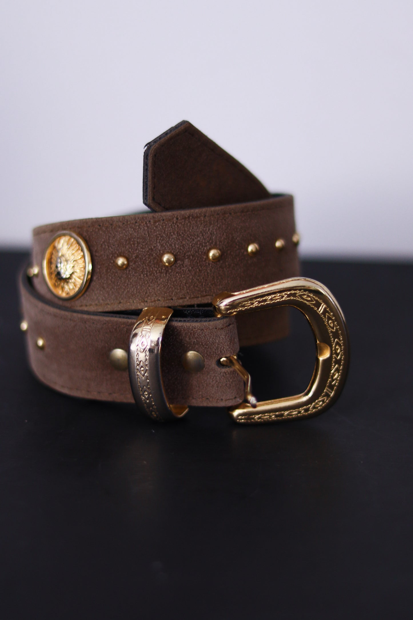 Ceinture en cuir taupe