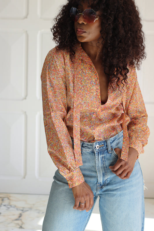 Fait main Chemisier à col lavallière