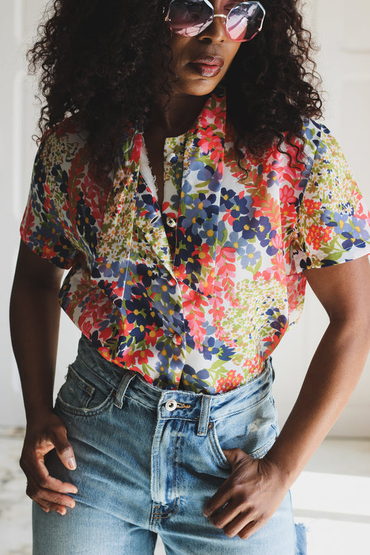 Fait main Chemisier vintage à col lavallière