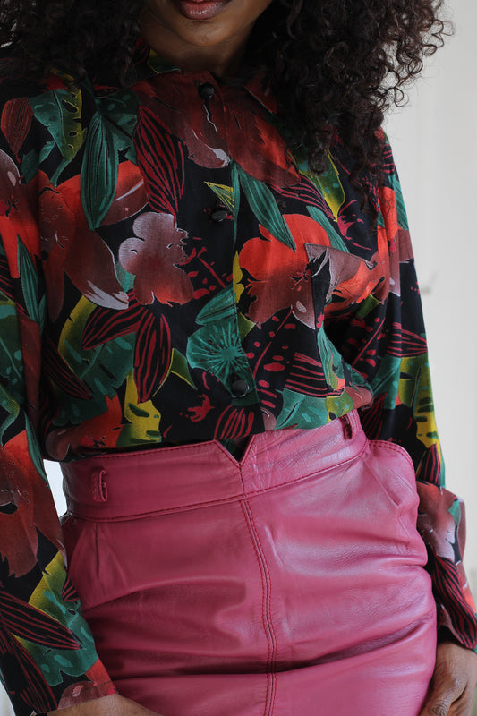 Fabrication française chemisier vintage à motifs