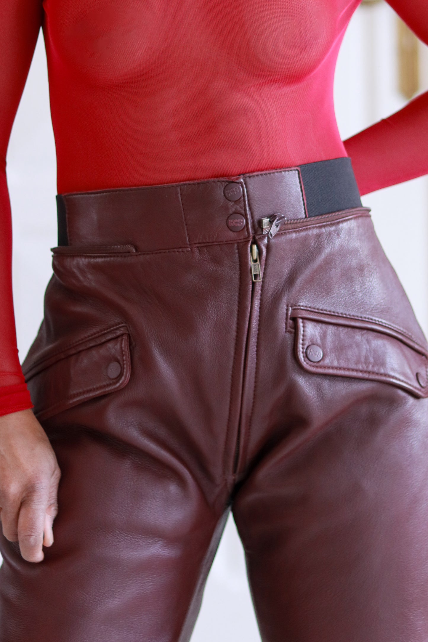 IXS combinaison cuir bordeaux