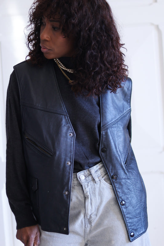 Nicotine Gilet cuir vintage