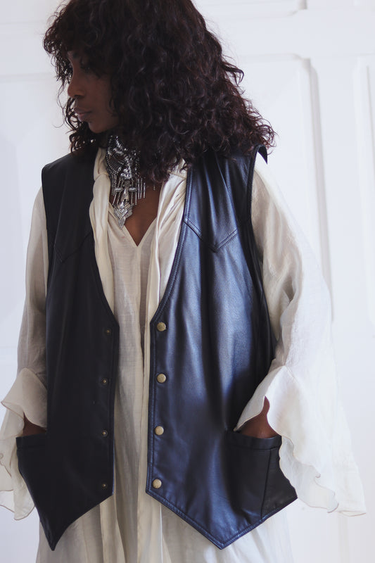 Gilet cuir oversize