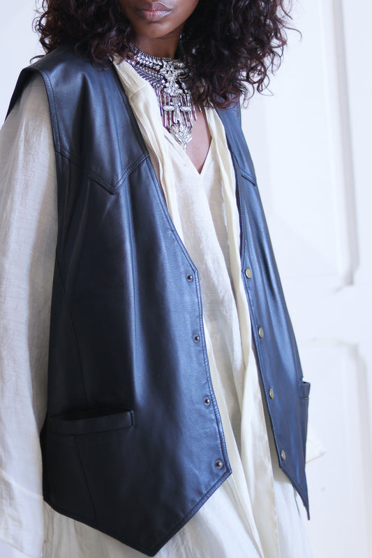 Gilet cuir oversize