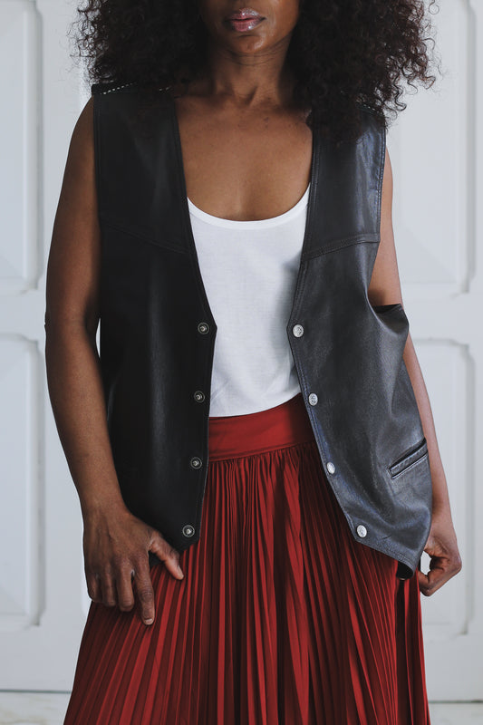 Gilet en cuir de chèvre