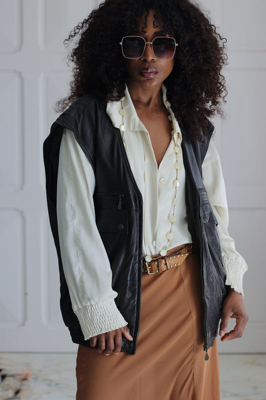 Polar gilet en cuir véritable