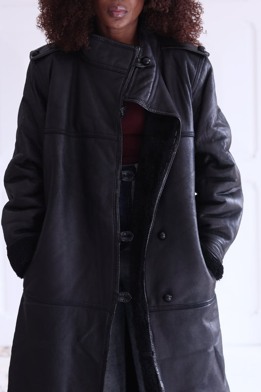 Jacques Saint Laurent manteau maxi long vintage en cuir