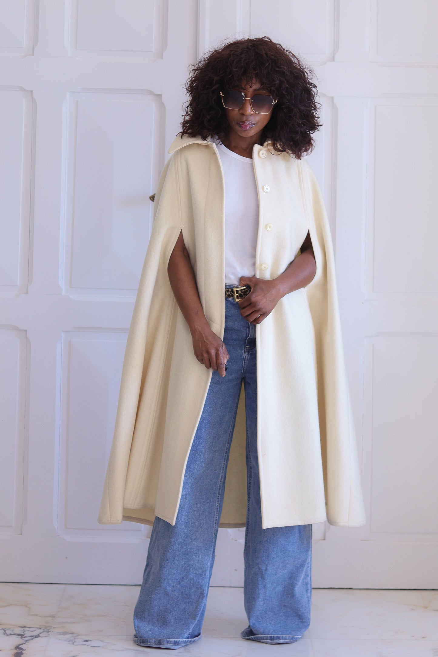 Manteau cape en laine