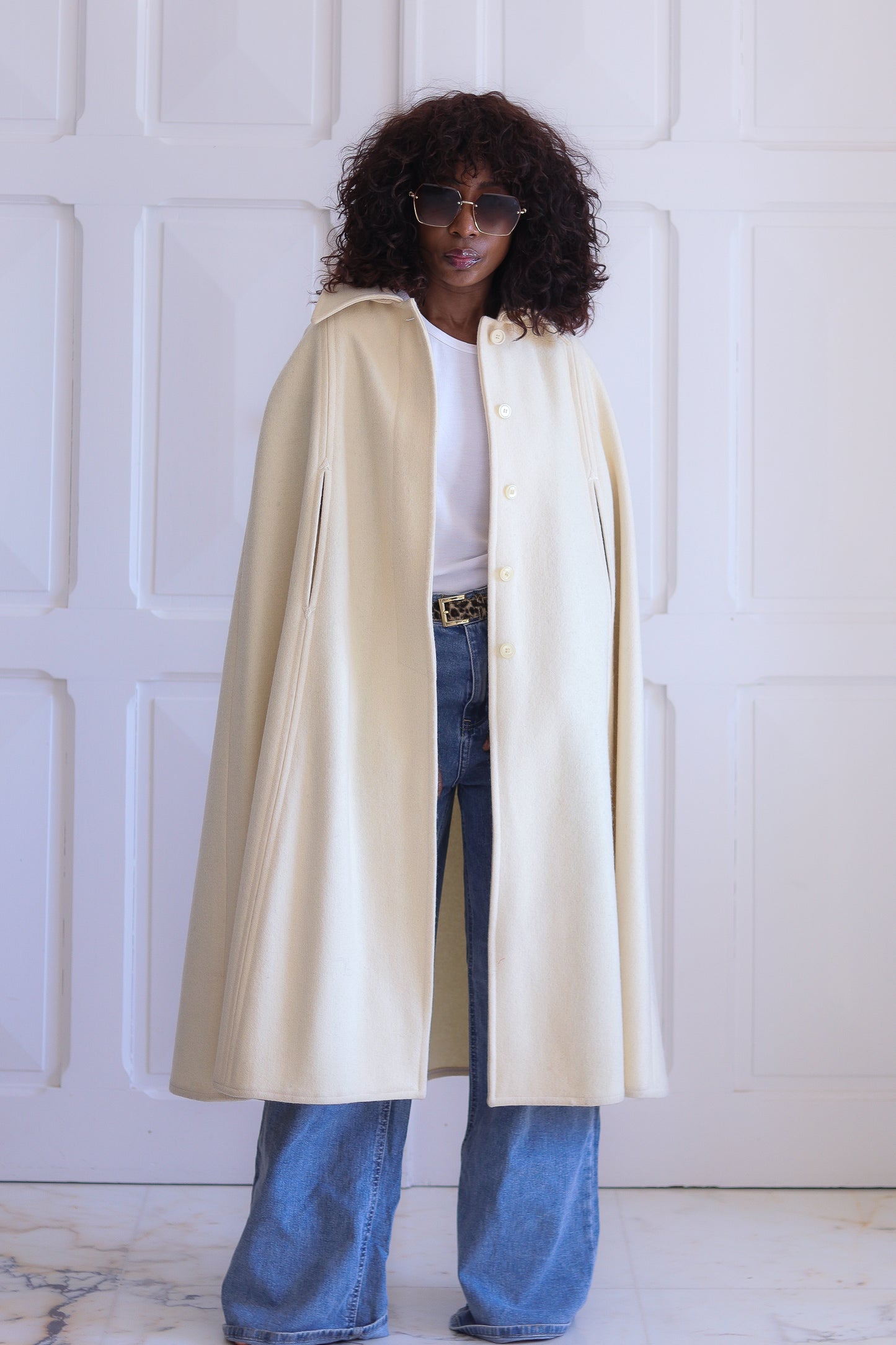 Manteau cape en laine