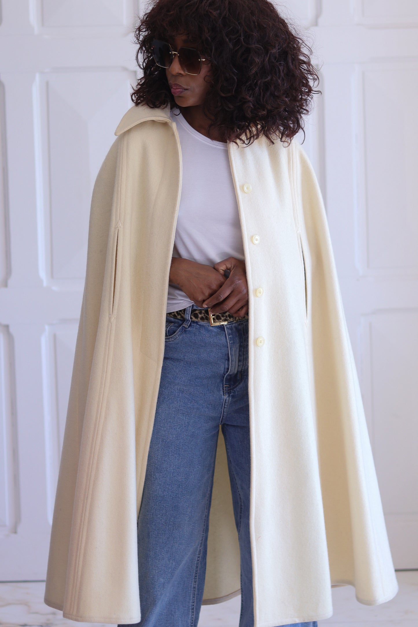 Manteau cape en laine