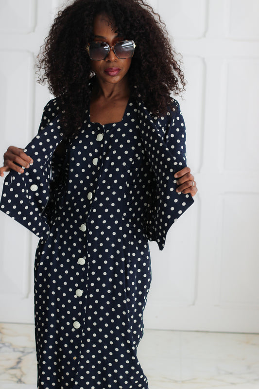 S-G ensemble robe motifs pois