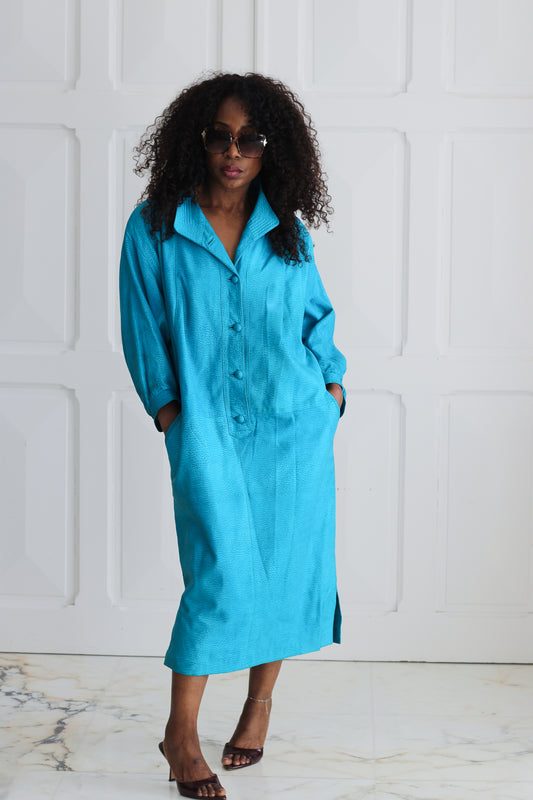 Fosma robe en cuir bleu turqouise