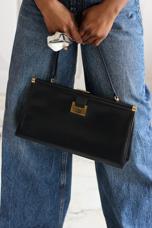Sac à main vintage cuir bleu