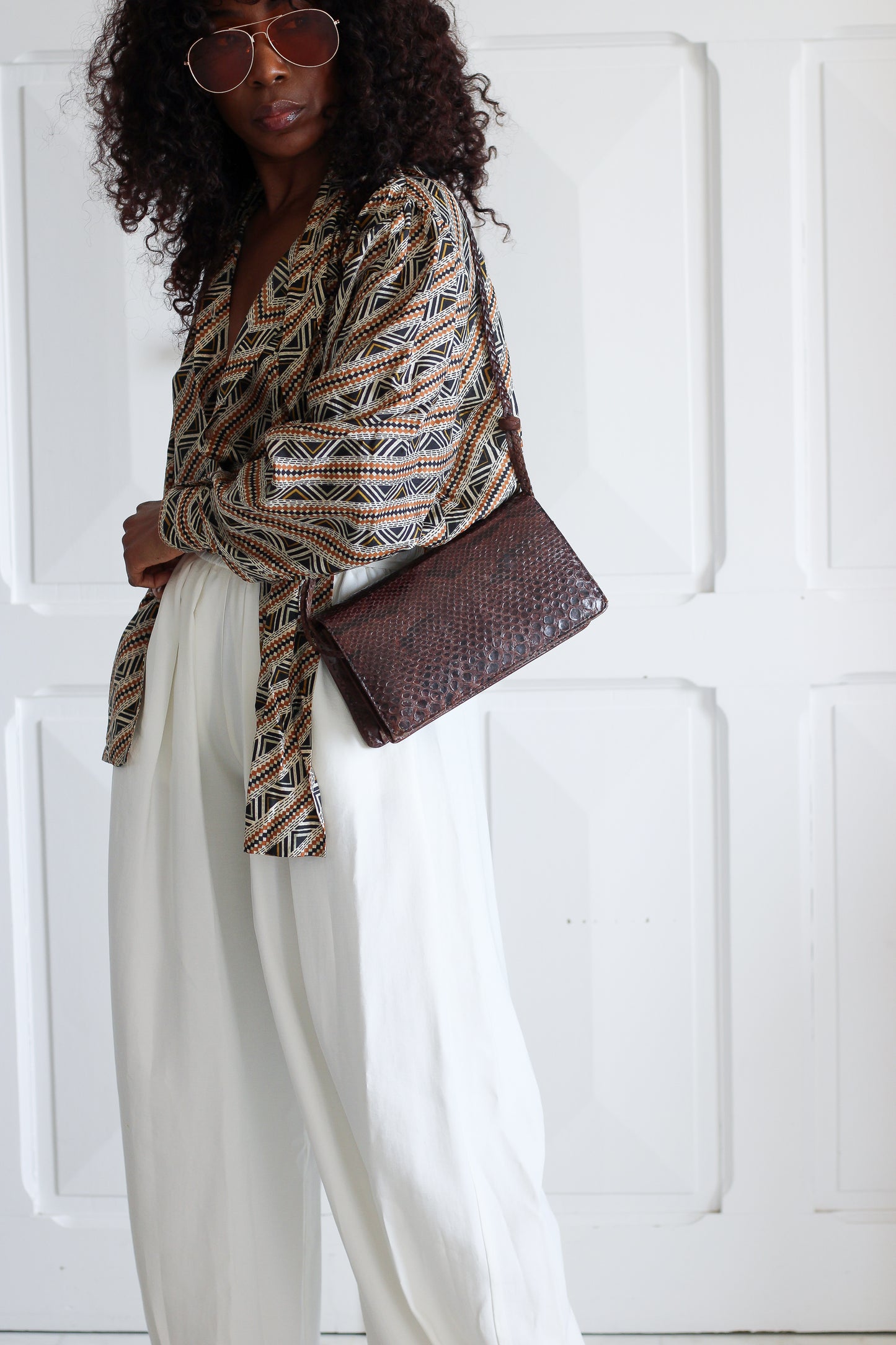Sac à main vintage en cuir exotique