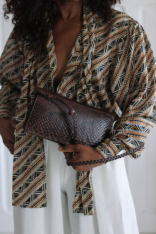 Sac à main vintage en cuir exotique