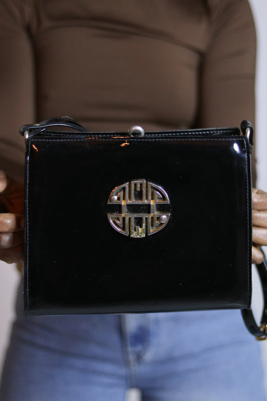 sac vintage en cuir verni