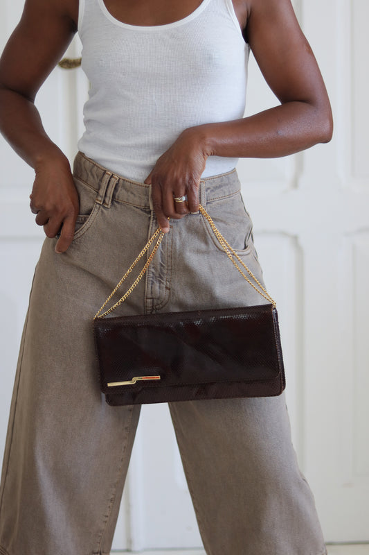 Pochette sac en cuir reptile