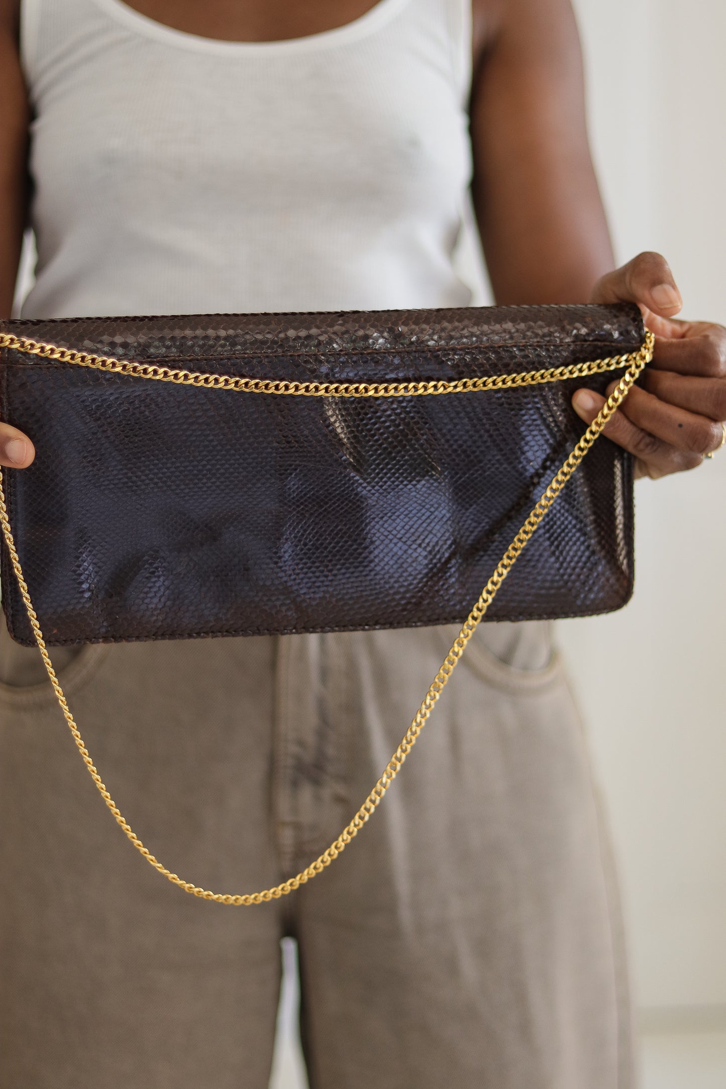 Pochette sac en cuir reptile