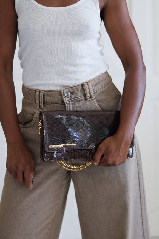 Pochette sac en cuir reptile