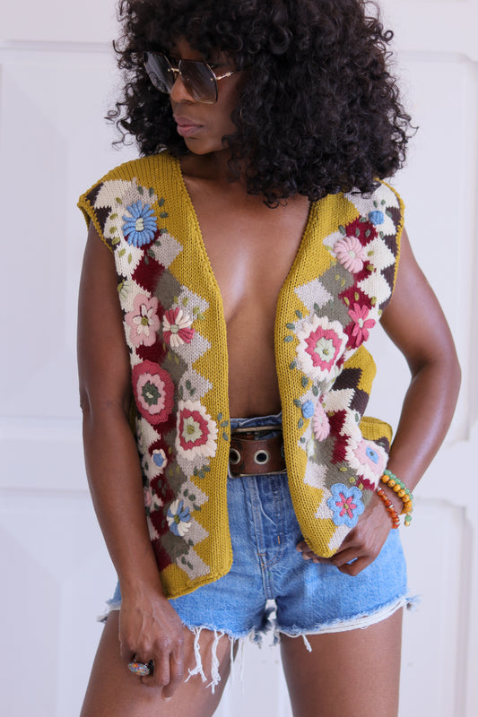 Fait main tricot fleuri