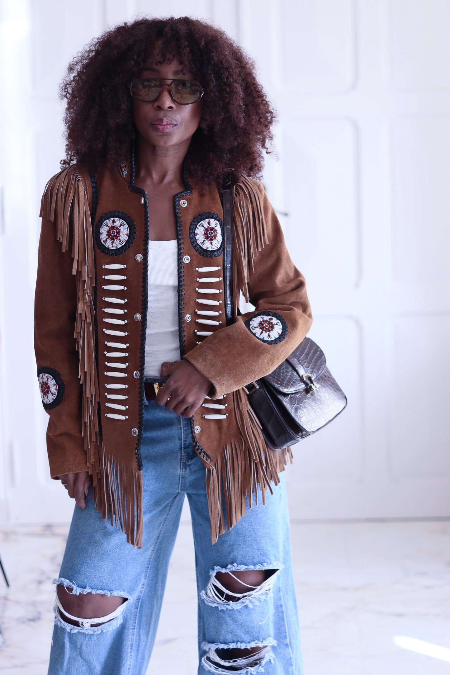 Veste à franges artisanale
