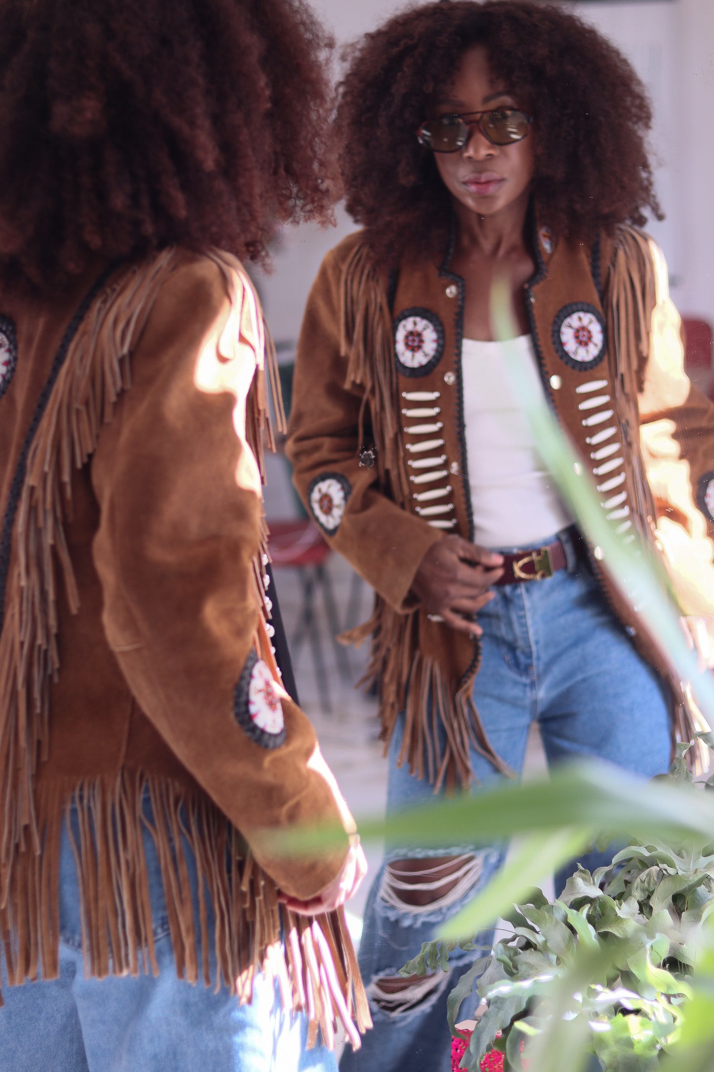 Veste à franges artisanale