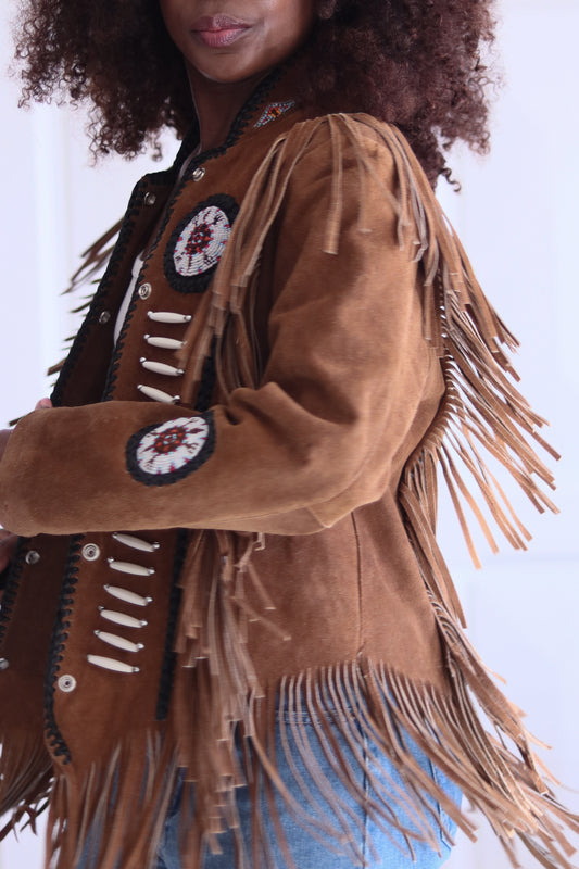 Veste à franges artisanale