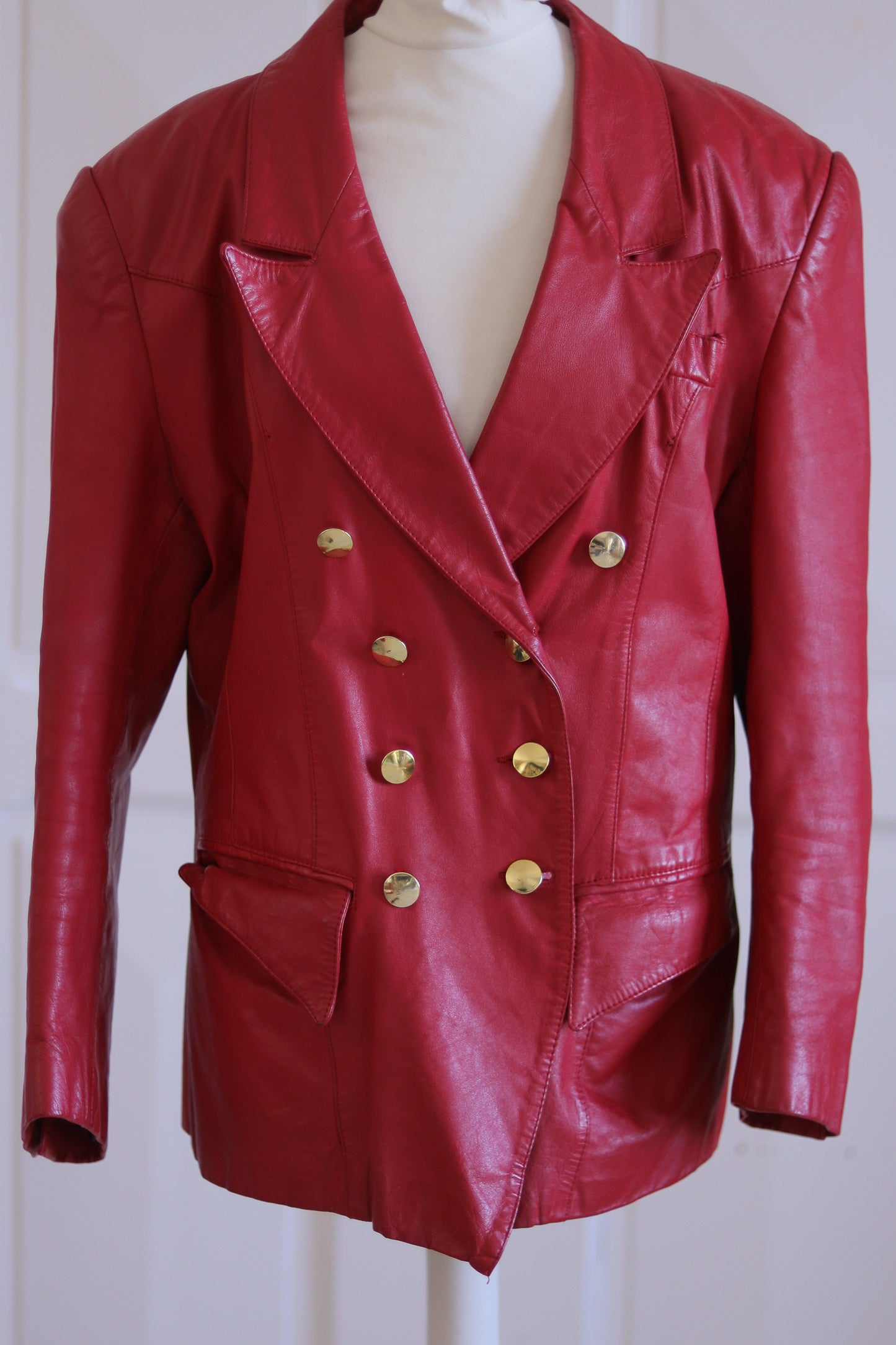 C&A blazer croisé en cuir rouge