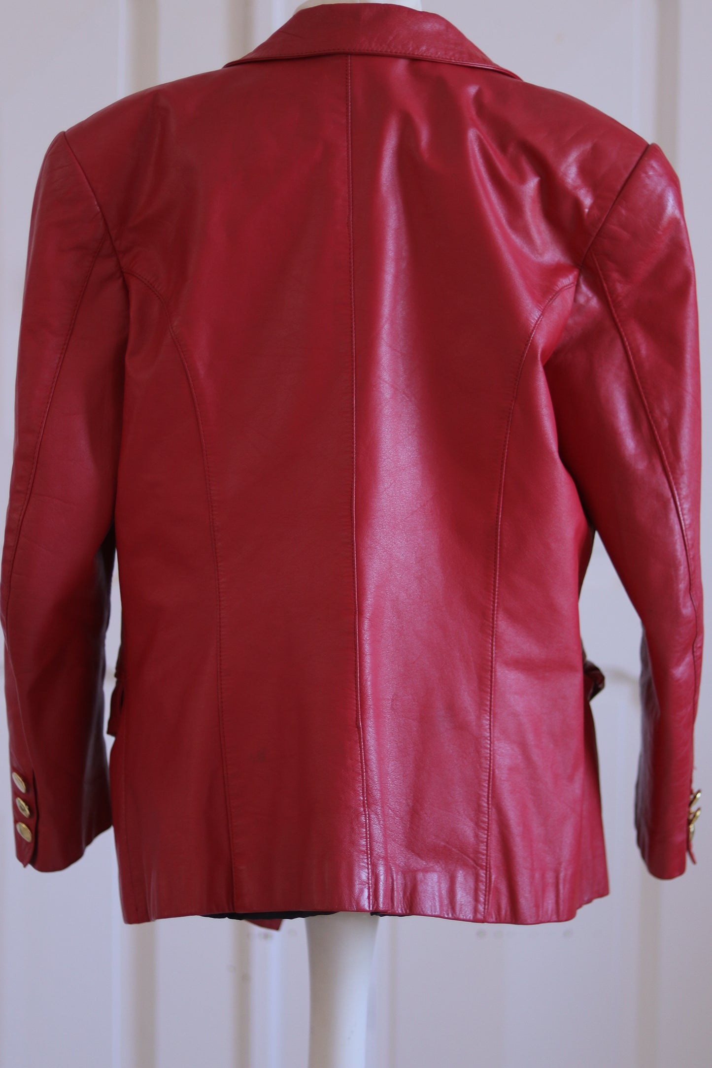 C&A blazer croisé en cuir rouge