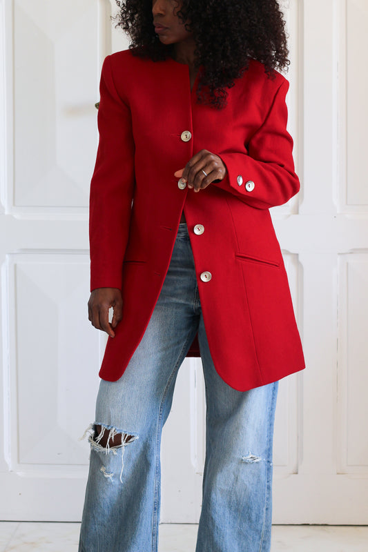 Nelly Cartier blazer en laine rouge