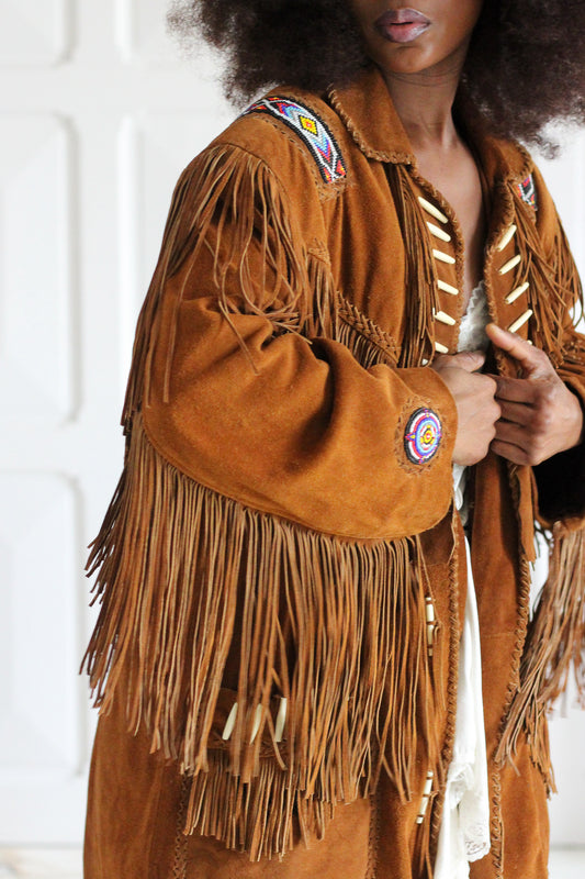 Tatanka Vestee à franges en cuir sude