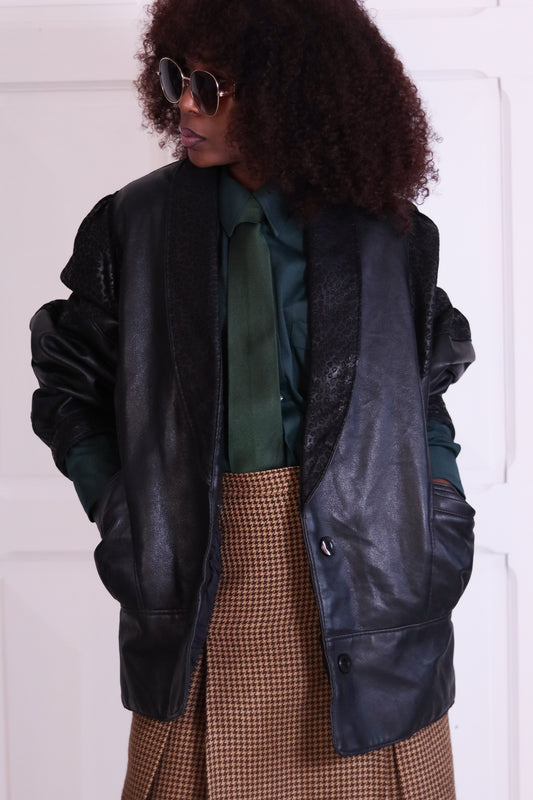Blouson cuir matelassé