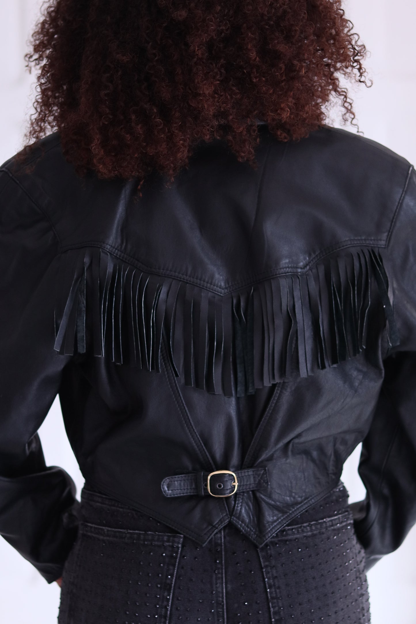Blouson court à franges made in italy