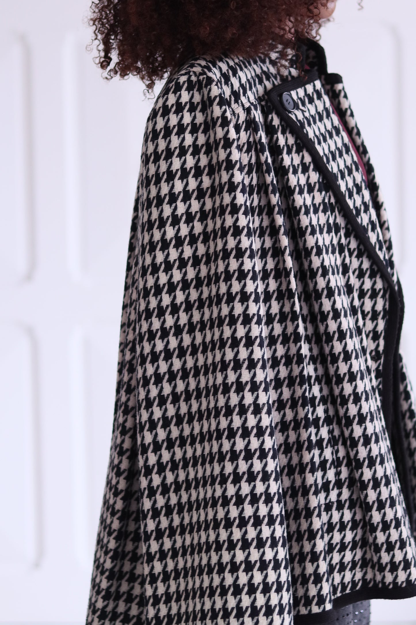 Fait main cape à motifs pied-de-poule