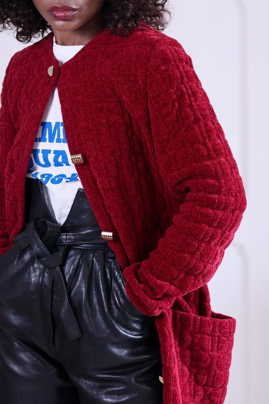 Devernois cardigan en maille rouge