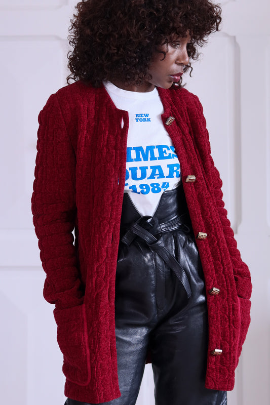 Devernois cardigan en maille rouge