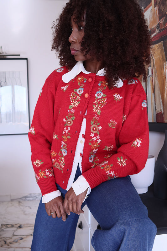 Fait main cardigan brodé