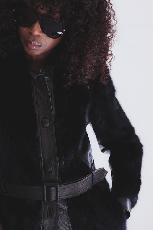 Sprung Frère manteau cuir et vison