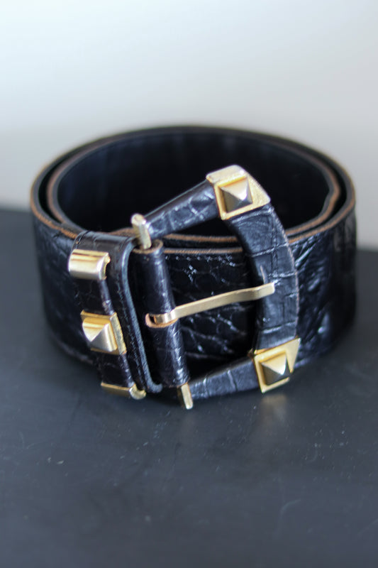 Ceinture vintage len cuir croco